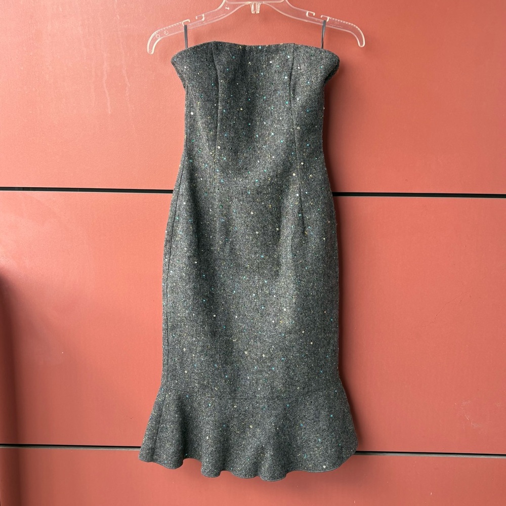 Moschino Wool Cocktail Dress New Years Sparkle Strapless Zip Up Size 2